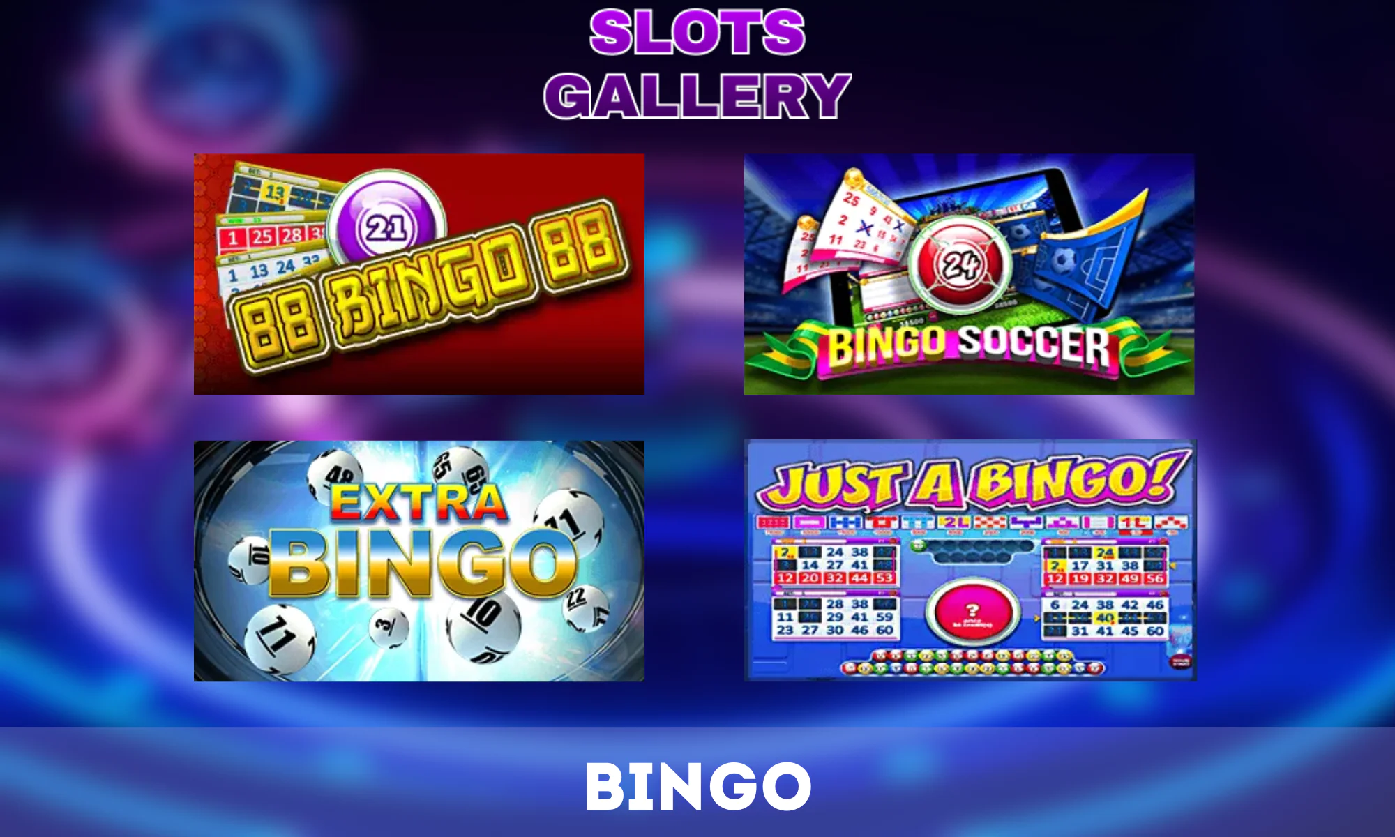 Available Bingo Games on the official website