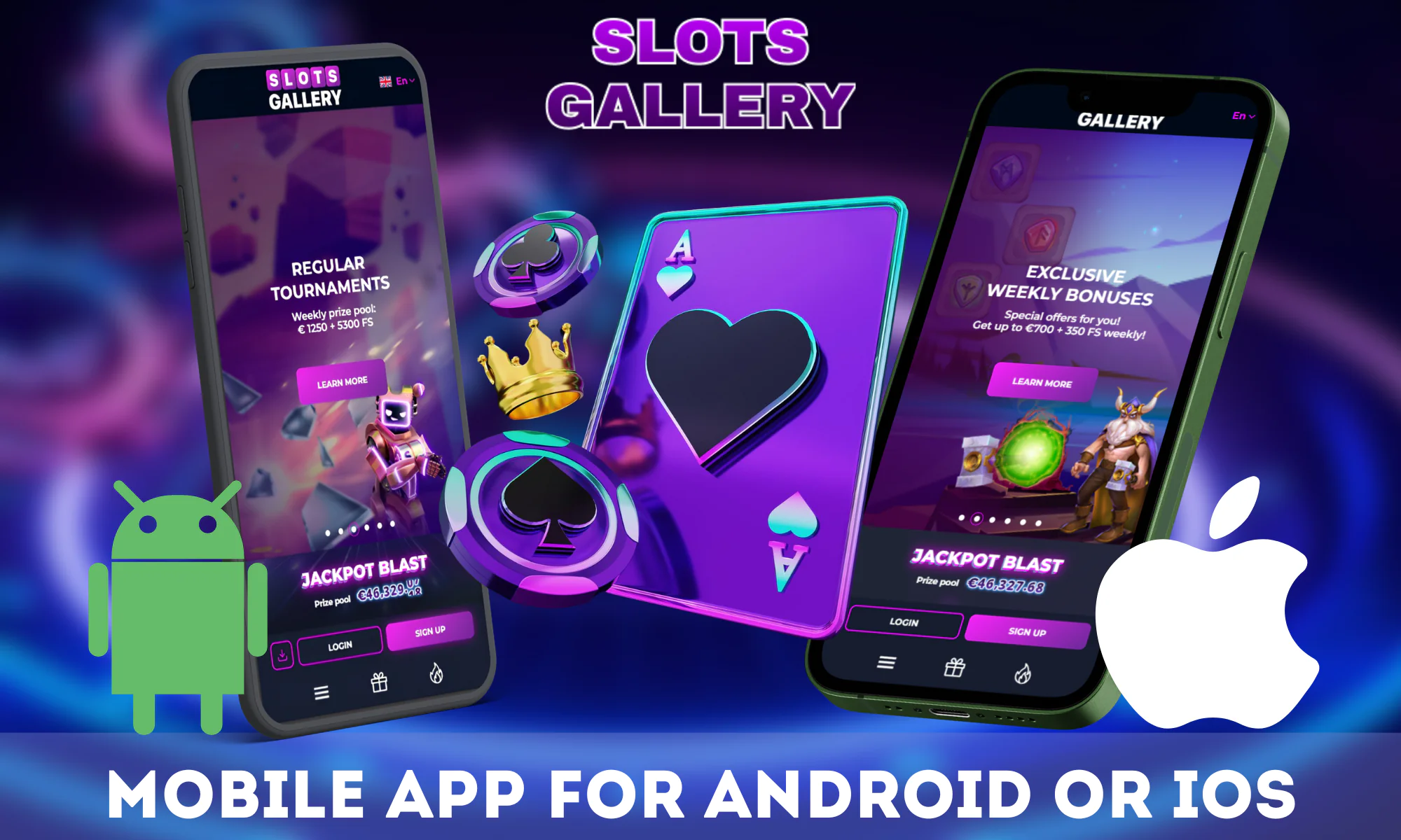 Slots Gallery Casino offers a mobile app for Android and IOS for players from New Zealand
