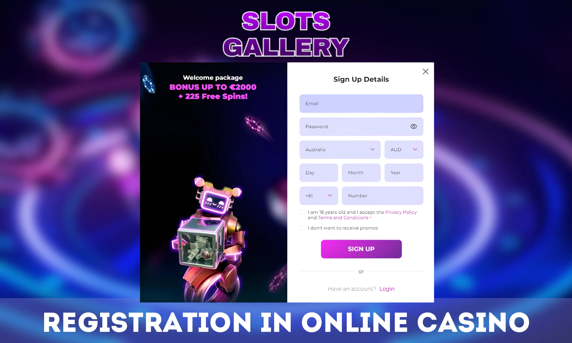 Steps to register on the Slots Gallery website in New Zealand