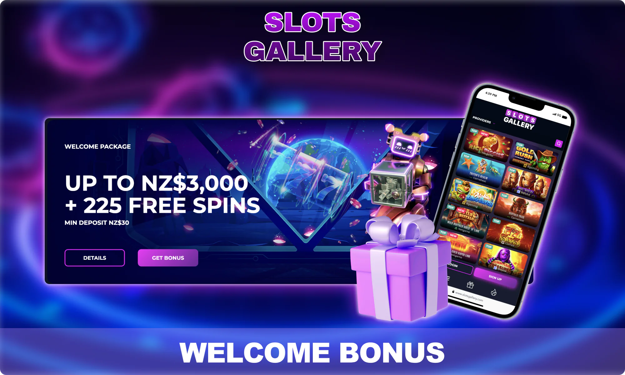 Welcome Bonus for Players from New Zeland - Slots Gallery